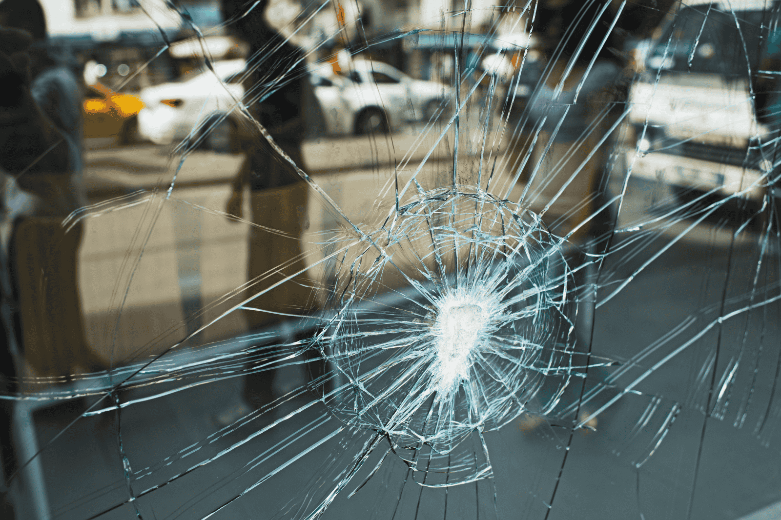 Gebarsten raam door inbraak of vandalisme